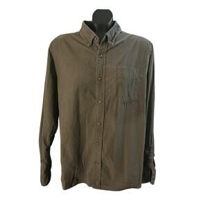 Sunrise Kingdom Men’s Shirt Large Olive Green Corduroy Button Down Long Sleeve
